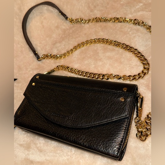 🖤 Aimee Kestenberg Delancey Leather Gold Chain Wallet Crossbody Bag in Black EUC - Picture 10 of 16